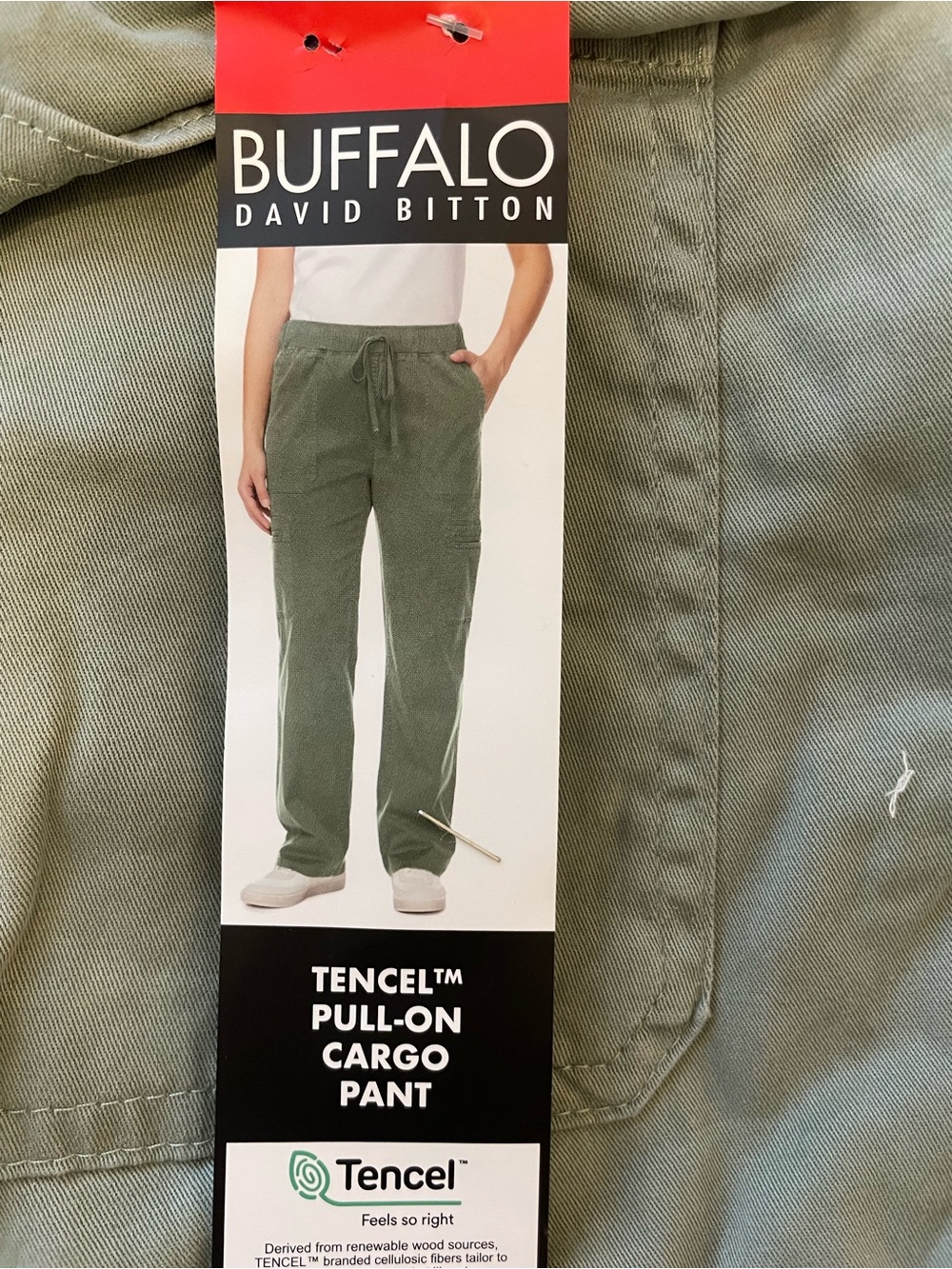 Buffalo David Bitton Tencel Pull-On Cargo Pants Olive Green SizeM